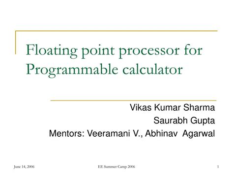 Ppt Floating Point Processor For Programmable Calculator Powerpoint