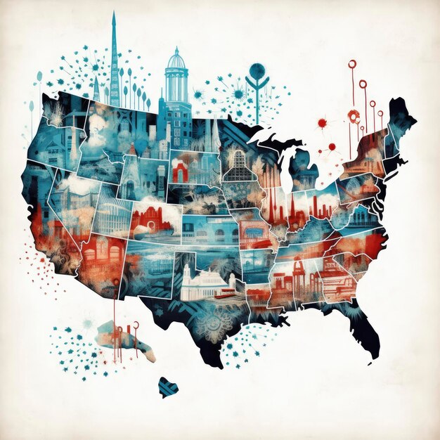 Premium Ai Image A Beautiful Watercolor Map Of The Usa Perfect For