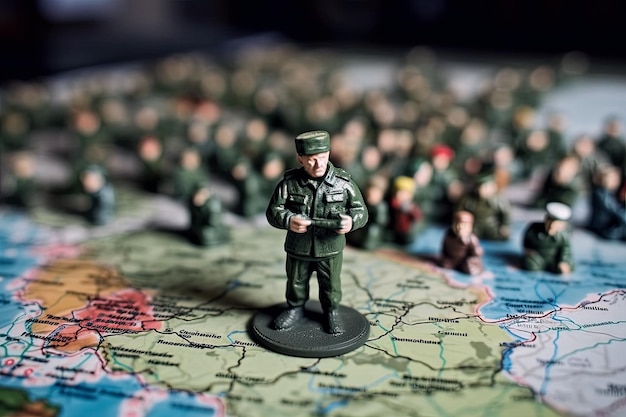 Premium Photo World Map With Toy Soldiers For Military Strategy And