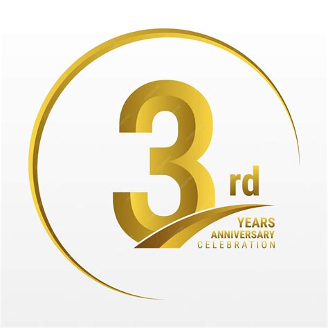 Premium Vector 3Rd Anniversary Logo Design With Golden Color And Ring