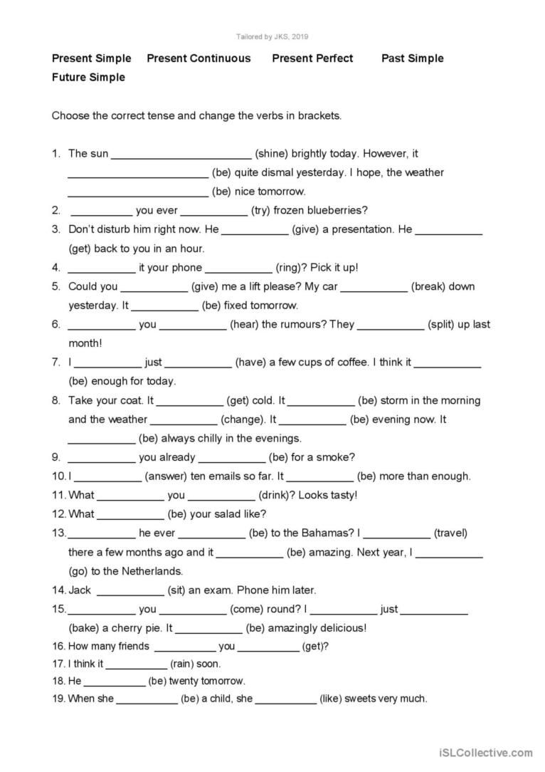 Present Perfect Test Pdf