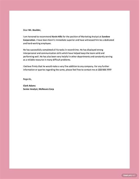 Professional Reference Letter Format Infoupdate Org