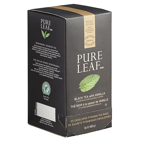 Pure Leaf Organic Black Tea With Vanilla Pyramid Tea Sachets 25 Box