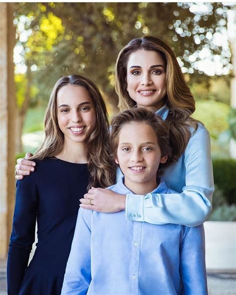 Queen Rania With Her Two Youngest Children Princess Salma And Prince