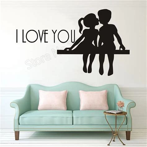 Quotes I Love You Wall Sticker Valentines Day Wall Decal Girl Kissing