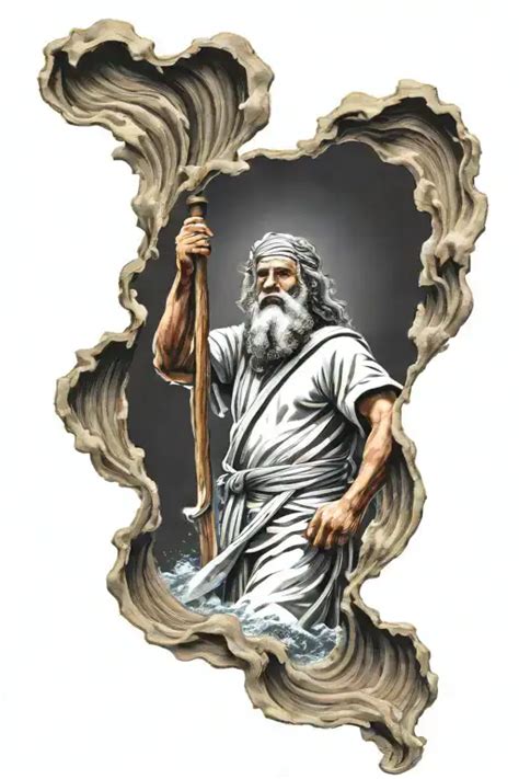 Realism Moses Parting The Red Sea Tattoo Idea Blackink Ai