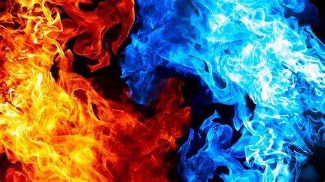 Red And Blue Fire Background