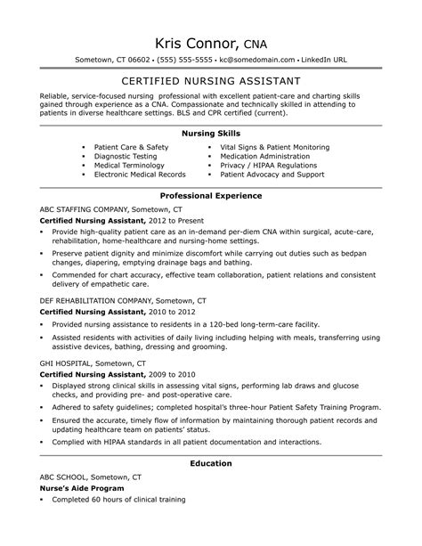 Resume Template For Cna