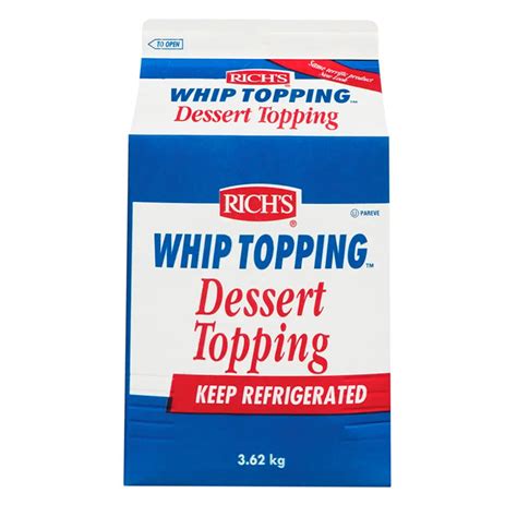 Rich S Ready To Whip Liquid Whip Topping Dessert Topping 4X3 62Kg