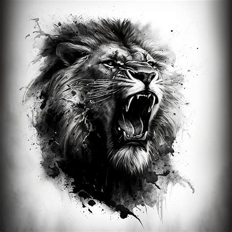 Roaring Lion Tattoo Stencil