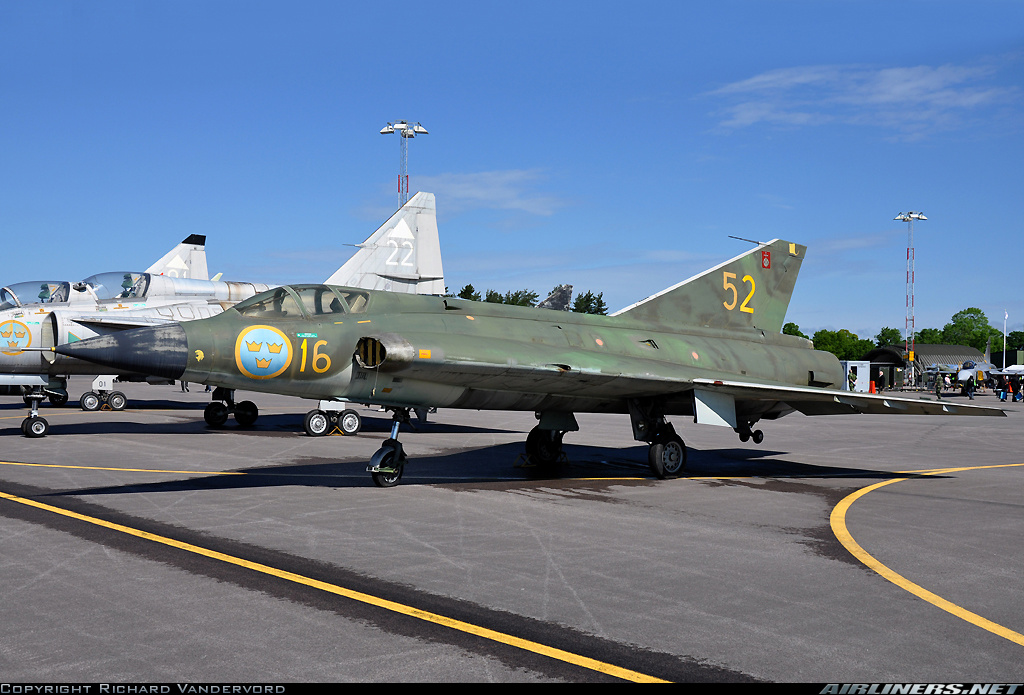 Saab J35a Draken Sweden Air Force Aviation Photo 1729425