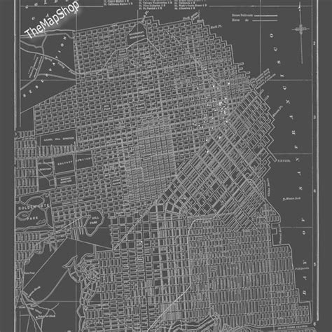 San Francisco Map San Francisco Street Map Vintage Dark Gray Print Poster Etsy