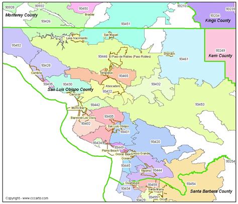 San Luis Obispo Zip Codes Map Maping Resources