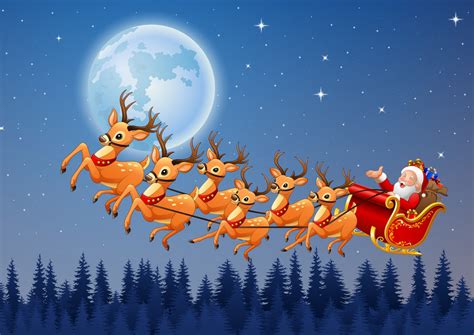 Santa Claus And Reindeer Flying