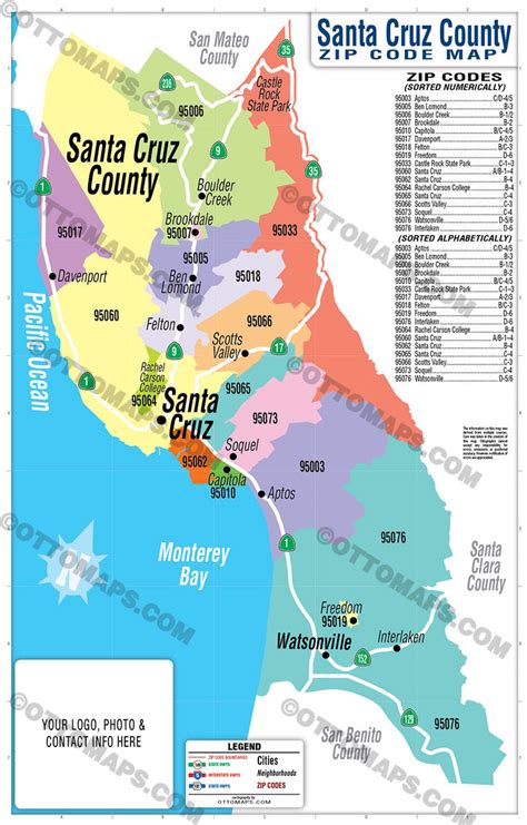 Santa Cruz Zip Code Map California Santa Cruz County Zip Codes