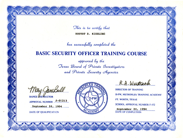 Security Officer Certification Security Guards Companies