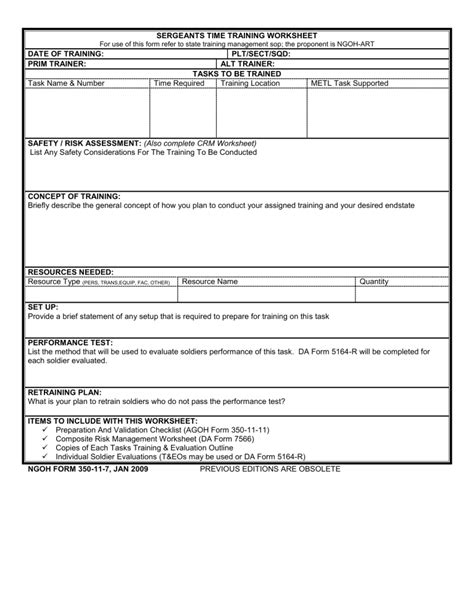 Sergeants Time Worksheet Map Pdf Sergeants Time Training Worksheet