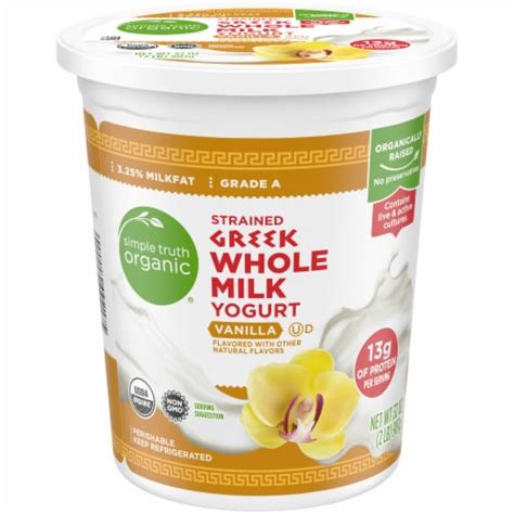 Simple Truth Organic Vanilla Whole Milk Greek Yogurt Tub 32 Oz Pick