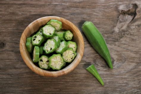 Sliced Okra In Wooden Bowl Free Stock Photo Public Domain Pictures