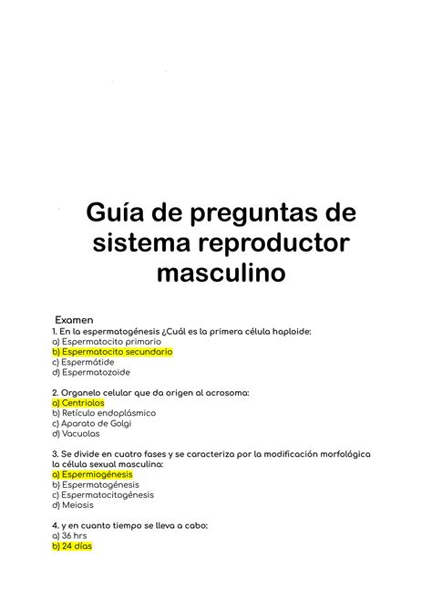 Solution Gu A De Preguntas Sistema Reproductor Masculino Studypool