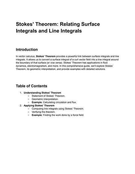 Solution Mastering Stokes Theorem A Comprehensive Guide Studypool