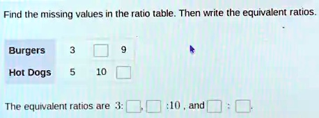 Solved Find The Missing Values In The Ratio Table Then Wite The