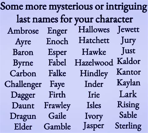 Some Mysterious Or Intriguing Surnames For Your Character Writing