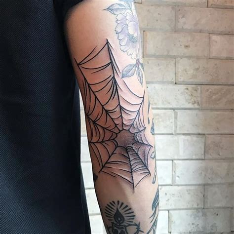 Spider Web Tattoo On The Right Elbow Tattoogrid Net Web Tattoo