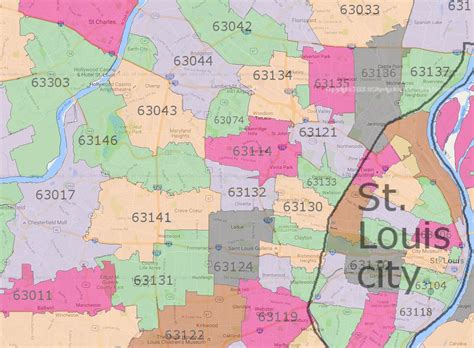 St Louis County Mo Map With Zip Codes