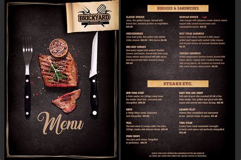 Steak House Food Menu Food Menu Steak Menu Catering Menu