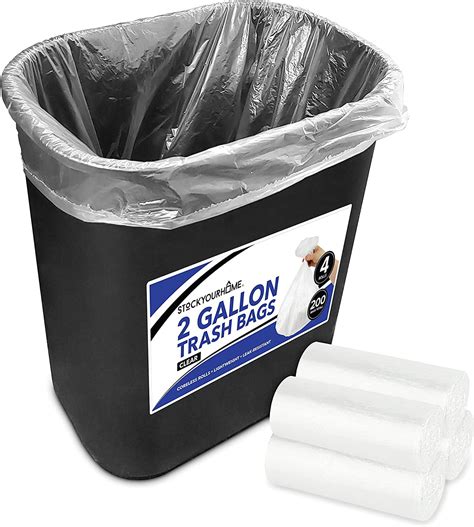 Stock Your Home 2 Gallon Clear Trash Bag 200 Pack Un Scented Small