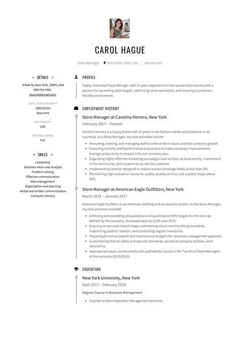 Store Manager Resume Guide 12 Resume Samples Pdf 2019