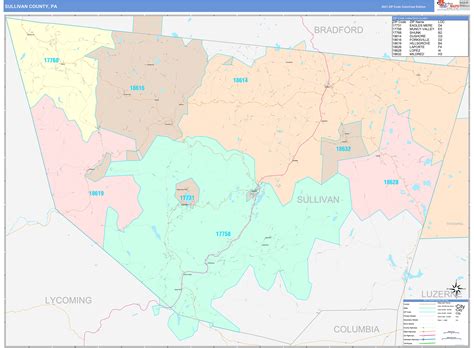 Sullivan County Pa Wall Map Color Cast Style By Marketmaps Mapsales