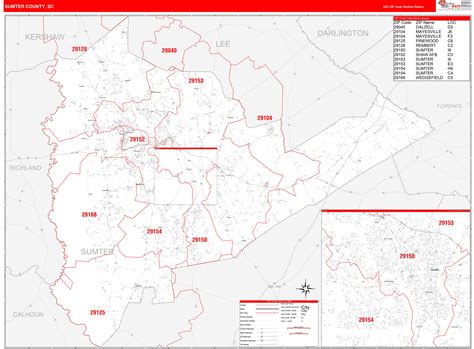 Sumter County South Carolina Sc Zip Code Map Not Laminated Amazon Ca