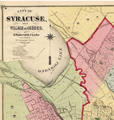 Syracuse New York Map 1874 Reprint Onondaga 1874 Atlas Etsy