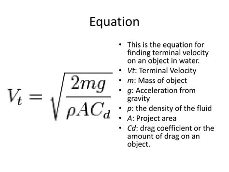 Terminal Velocity Equation