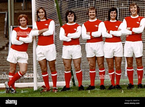 The Arsenal Team Line Up For The Camera L R Alan Ball In His White