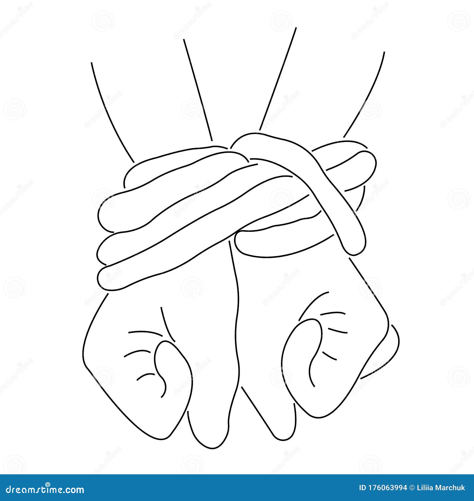 The Contour Of The Hands Tied With A Rope On The Wrist Hopelessness Concept Symbol Of Slavery