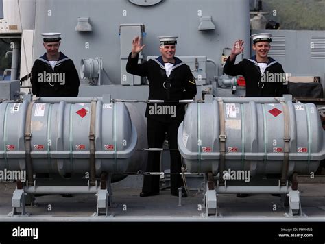 The Crew With The Royal Navy Mine Hunter Hms Bangor Which Has Been