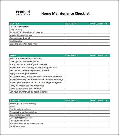 The Home Maintenance Checklist Is Shown In This Printable Form Which