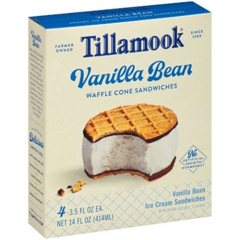 Tillamook Vanilla Bean Ice Cream Sandwiches 4 Ct Fry S Food Stores