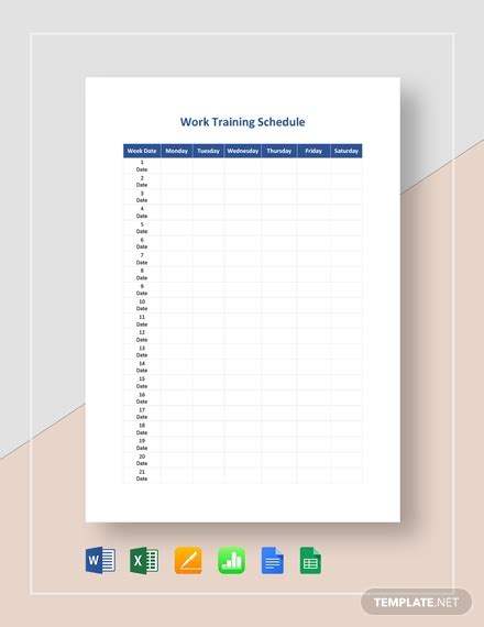 Training Schedule 27 Examples Docs Sheets Excel Word Numbers