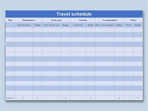 Travel Plan Template Excel