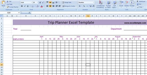 Trip Planner Excel Template