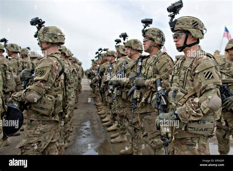 U S Army Soldiers From The 3Rd Infantry Division Stand In Formation