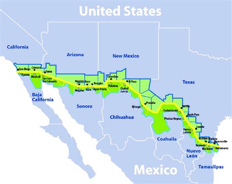 Us Mexico Border Cities Map