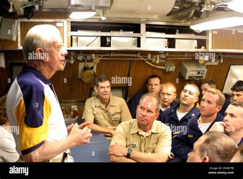 Us Navy Former President Jimmy Carter Addresses The Crew Of His