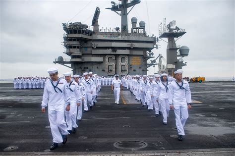 Us Navy Usn Sailors Onboard The Usn Nimitz Class Aircraft Carrier Uss