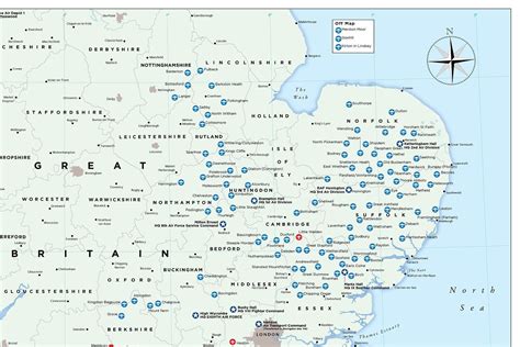 Usaaf Bases In Great Britain During World War Ii Map Us 8Th Air Force