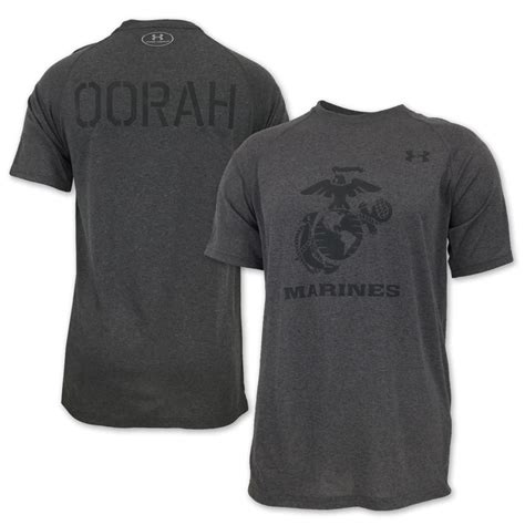 Usmc T Shirts Marines Under Armour Oorah Tech T Shirt In Charcoal